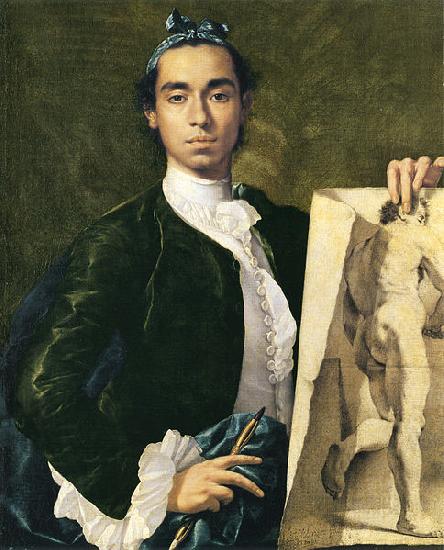 Luis Egidio Melendez Detail of Self-portrait Holding an Academic Study. oil painting image